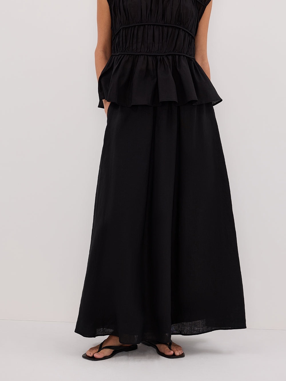 DISSH Gemima Black Linen Midi Skirt US 10 AU 14